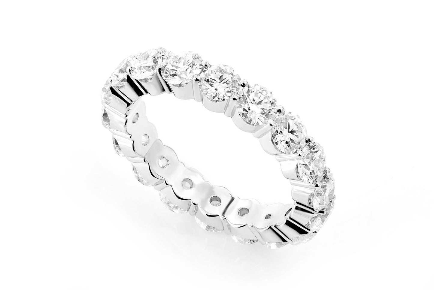 Inel cu diamante Eternity de 18 puncte, aur masiv de 14k, 3,50 ct