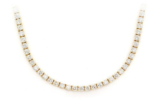5PT PRONG SET DIAMOND TENNIS NECKLACE 14K SOLID GOLD 11.00CTW