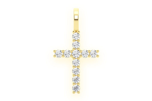ONE ROW CROSS DIAMOND PENDANT 14K SOLID GOLD 0.25CTW