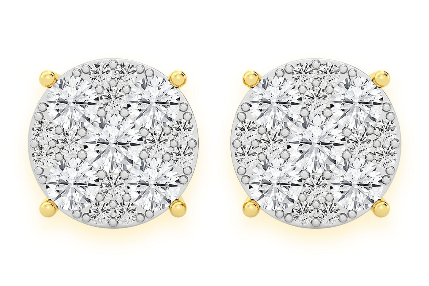 CERCEI CU DIAMANTE ȘI MOZAIC DE 4.00 CT, AUR MASIV DE 14K