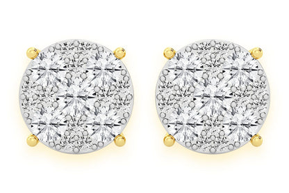 CERCEI CU DIAMANTE ȘI MOZAIC DE 4.00 CT, AUR MASIV DE 14K