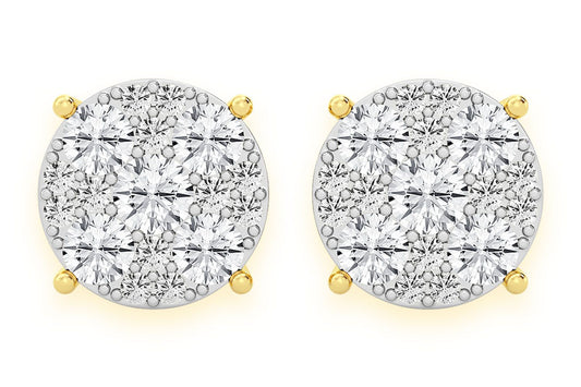 4.00CTW MOSAIC STUD DIAMOND EARRINGS 14K SOLID GOLD