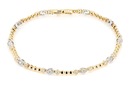 BEADED AND DIAMOND DECO MILGRAIN BRACELET 0.60CTW 14K SOLID GOLD
