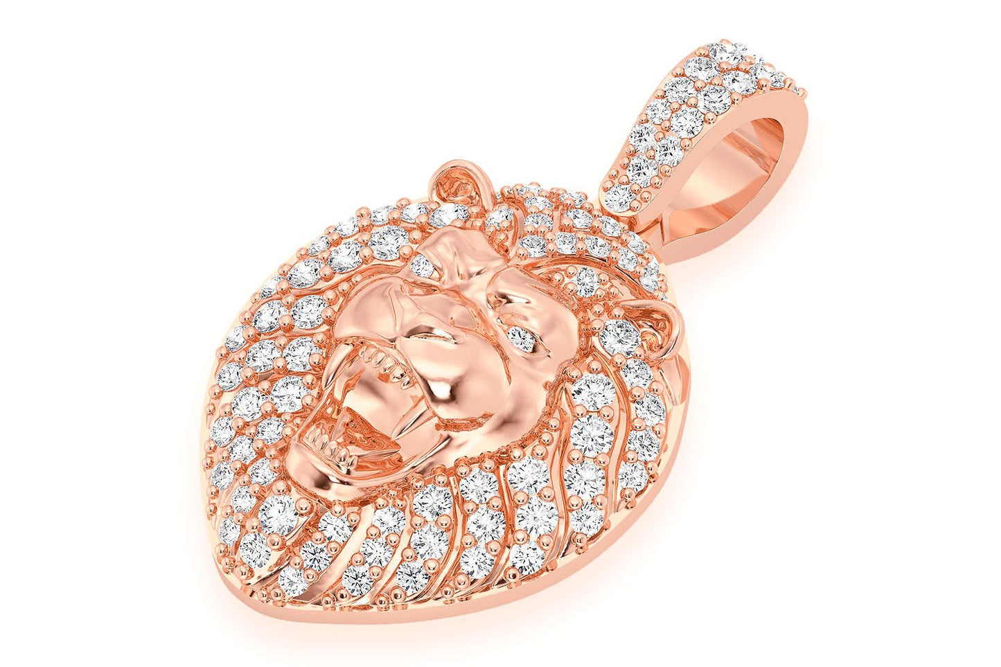 PANDANT CAP DE LEU CU DIAMANT, AUR MASIV DE 14K, 0,50 CT