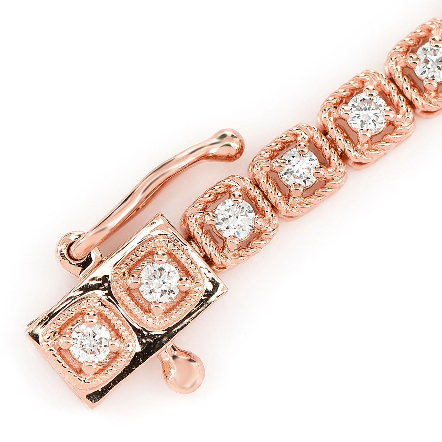 SQUARE ROPE LINK DIAMOND BRACELET 14K SOLID GOLD 1.10CTW