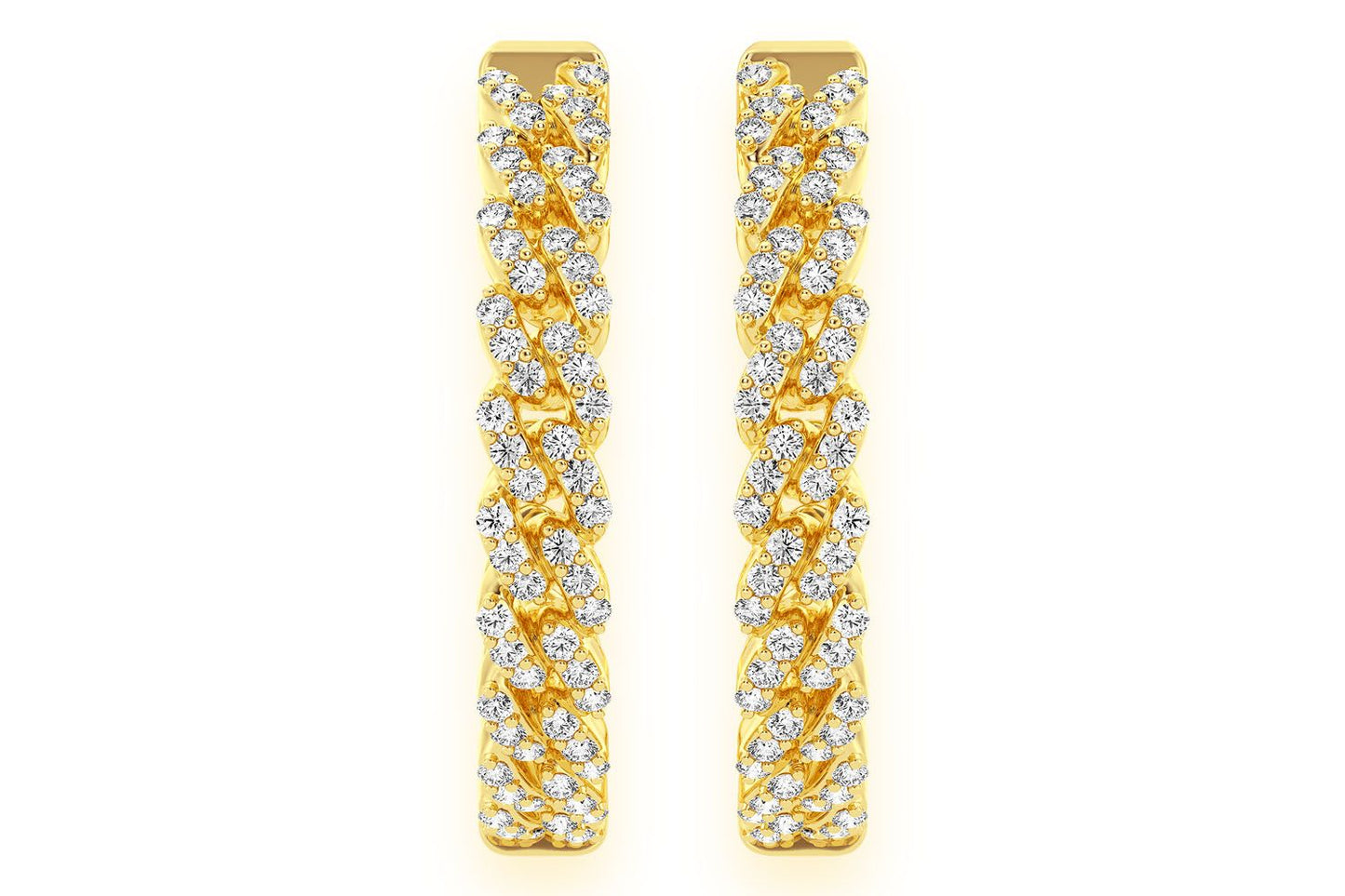 MIAMI CUBAN LINK HOOP DIAMOND EARRINGS 14K SOLID GOLD 0.50CTW