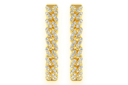 MIAMI CUBAN LINK HOOP DIAMOND EARRINGS 14K SOLID GOLD 0.50CTW