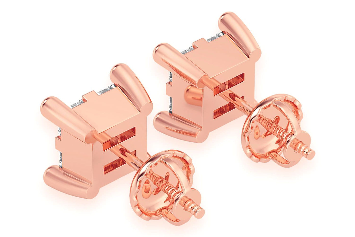 0.25CTW QUAD STUD DIAMOND EARRINGS 14K SOLID GOLD