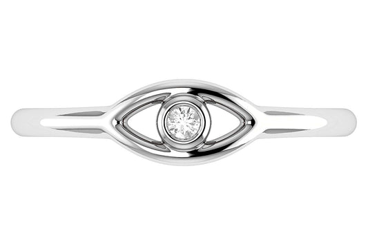 EVIL EYE RING 14K SOLID GOLD 0.05CTW