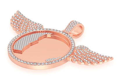 PANDANTIV CU DIAMANT CU IMAGINE ARIPI, AUR MASIV DE 14K, 10.50CTW