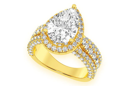 3.00CT PEAR SOLITAIRE - THREE ROW - DIAMOND ENGAGEMENT RING