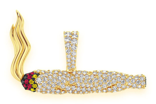 BURNING JOINT RUBY & DIAMOND PENDANT 14K SOLID GOLD 1.25CTW