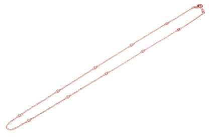 TEN STONE STATION BEZEL DIAMOND NECKLACE 14K SOLID GOLD 0.30CTW