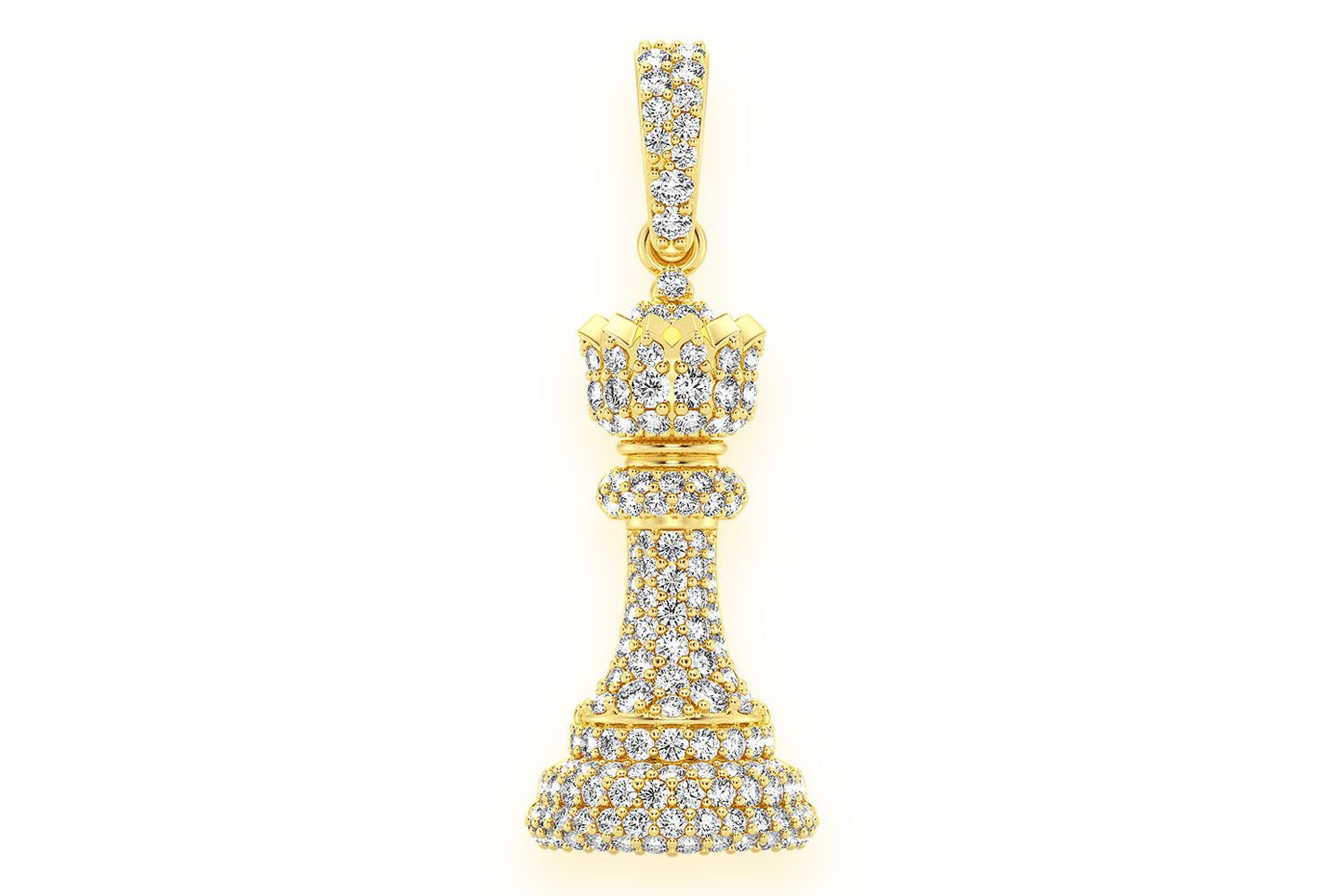 QUEEN CHESS PIECE DIAMOND PENDANT 14K SOLID GOLD 0.75CTW