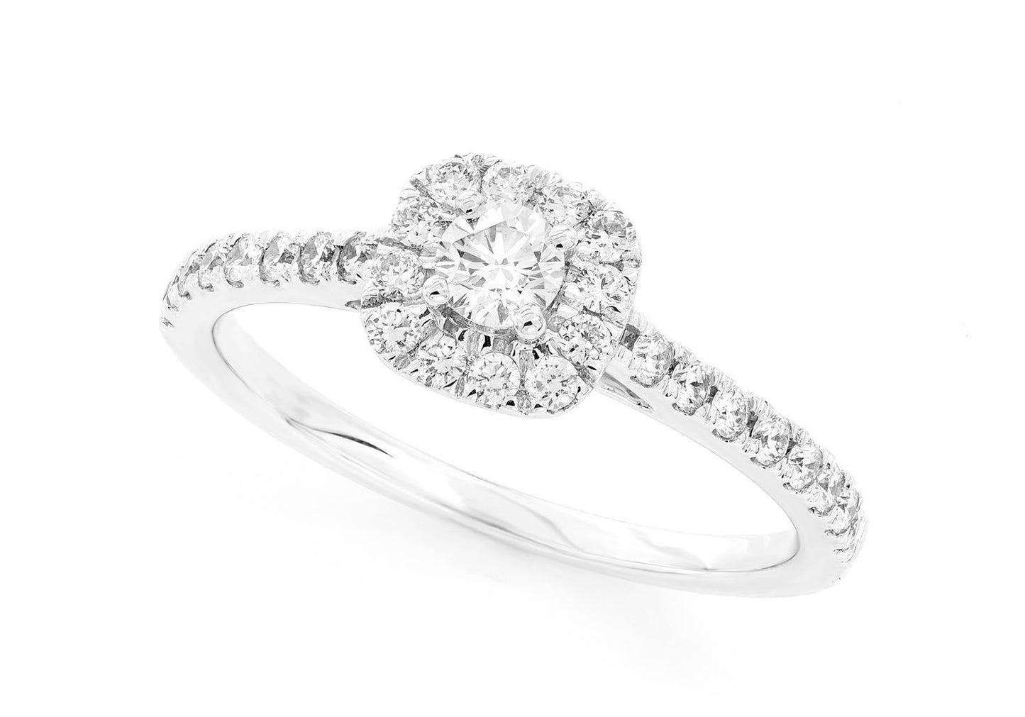 .50CT - CUSHION HALO DIAMOND ENGAGEMENT RING