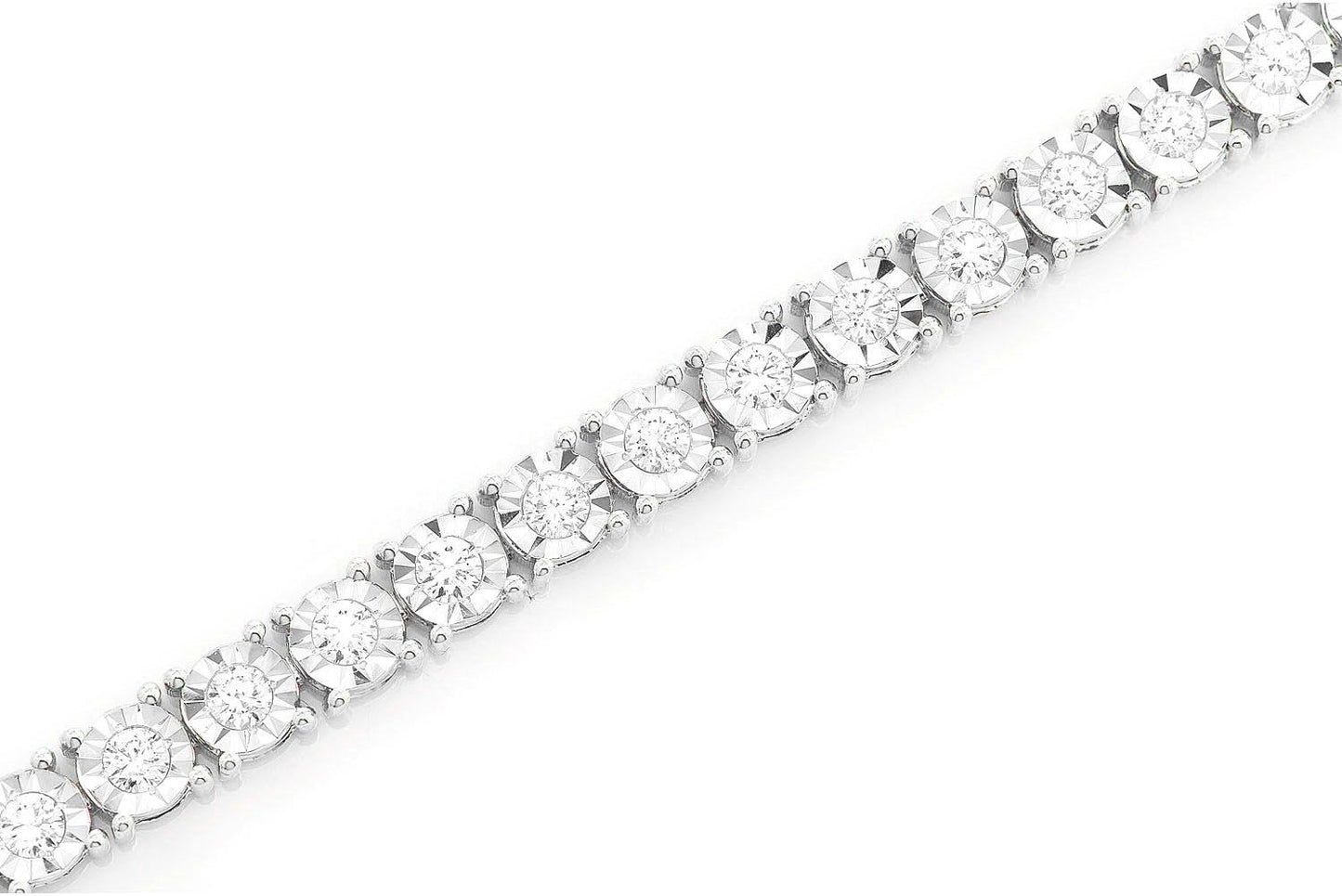 12PT MIRACLE SET DIAMOND TENNIS BRACELET 14K SOLID GOLD 4.15CTW