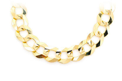 14MM FLAT CURB LINK 14K SOLID GOLD CHAIN