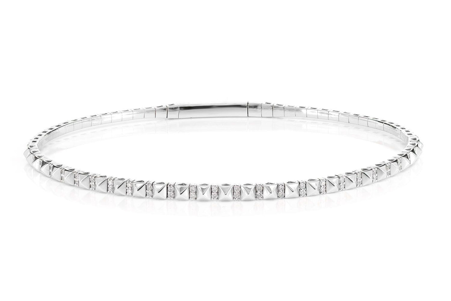 POINTED SQUARE DIAMOND FLEX BANGLE BRACELET 14K SOLID GOLD 0.19CTW