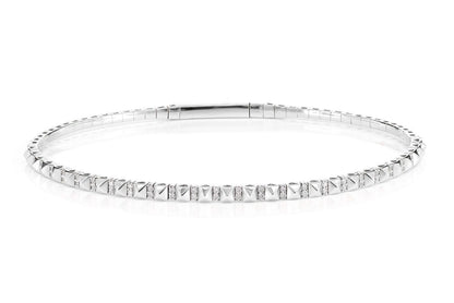 POINTED SQUARE DIAMOND FLEX BANGLE BRACELET 14K SOLID GOLD 0.19CTW