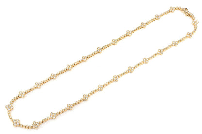 DIAMOND CLOVER STATION NECKLACE 14K SOLID GOLD 5.75CTW