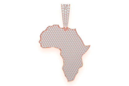 AFRICA CONTINENT DIAMOND PENDANT 14K SOLID GOLD 6.75CTW