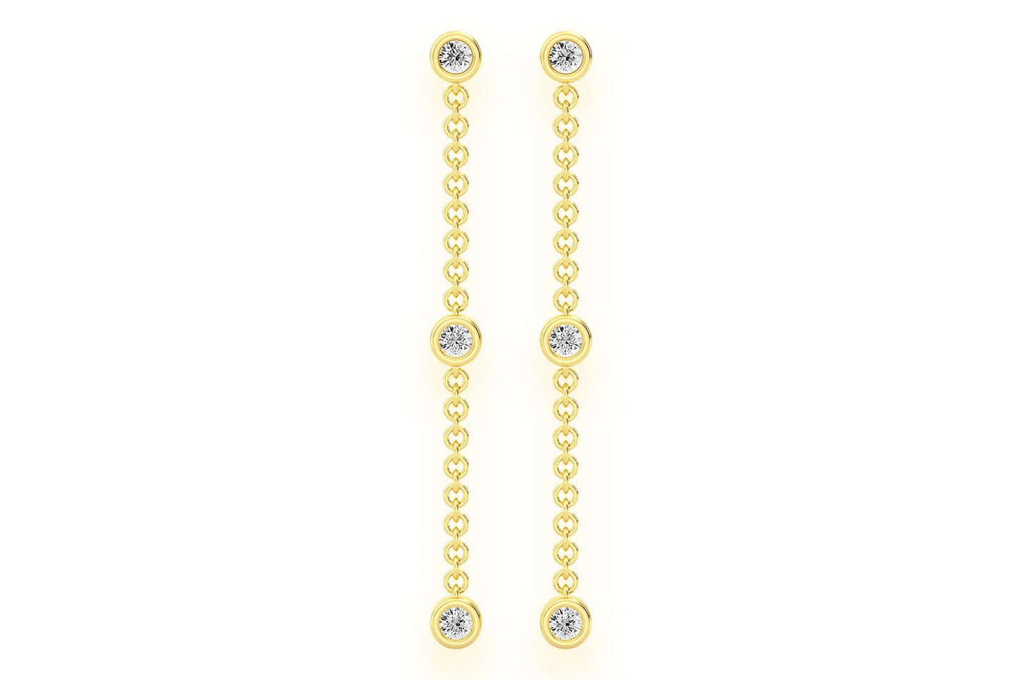BEZEL SET DANGLING EARRINGS 14K SOLID GOLD 0.33CTW