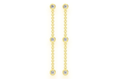 BEZEL SET DANGLING EARRINGS 14K SOLID GOLD 0.33CTW