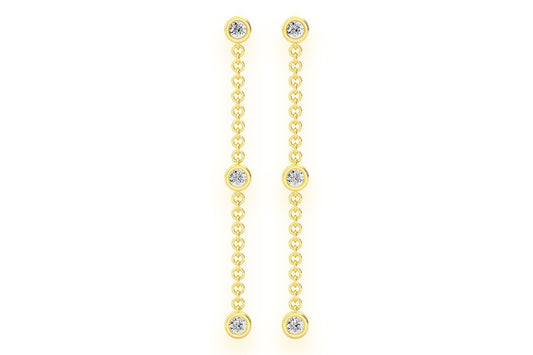 BEZEL SET DANGLING EARRINGS 14K SOLID GOLD 0.33CTW