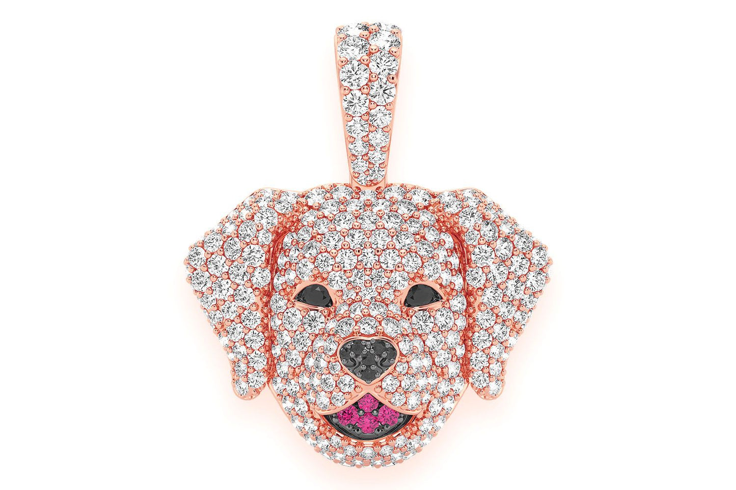 PANDANT LABRADOR RETRIEVER CU DIAMANT AUR MASIV DE 14K 2.50CT