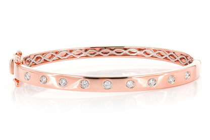 GYPSY SET DIAMOND BANGLE BRACELET 0.35CTW 14K SOLID GOLD