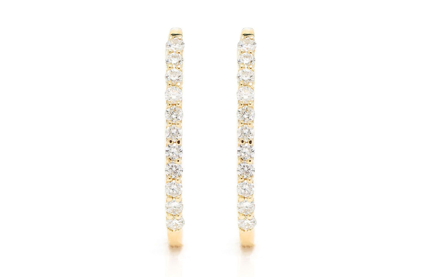 OVAL HALF HOOP DIAMOND EARRINGS 14K SOLID GOLD 0.25CTW