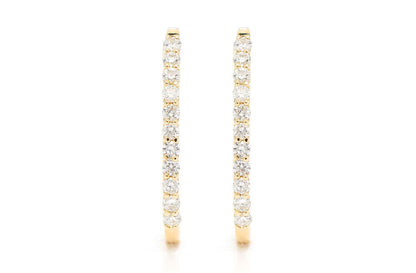 OVAL HALF HOOP DIAMOND EARRINGS 14K SOLID GOLD 0.25CTW