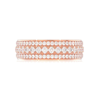 THREE ROW DIAMOND RING 14K GOLD 1.00CTW