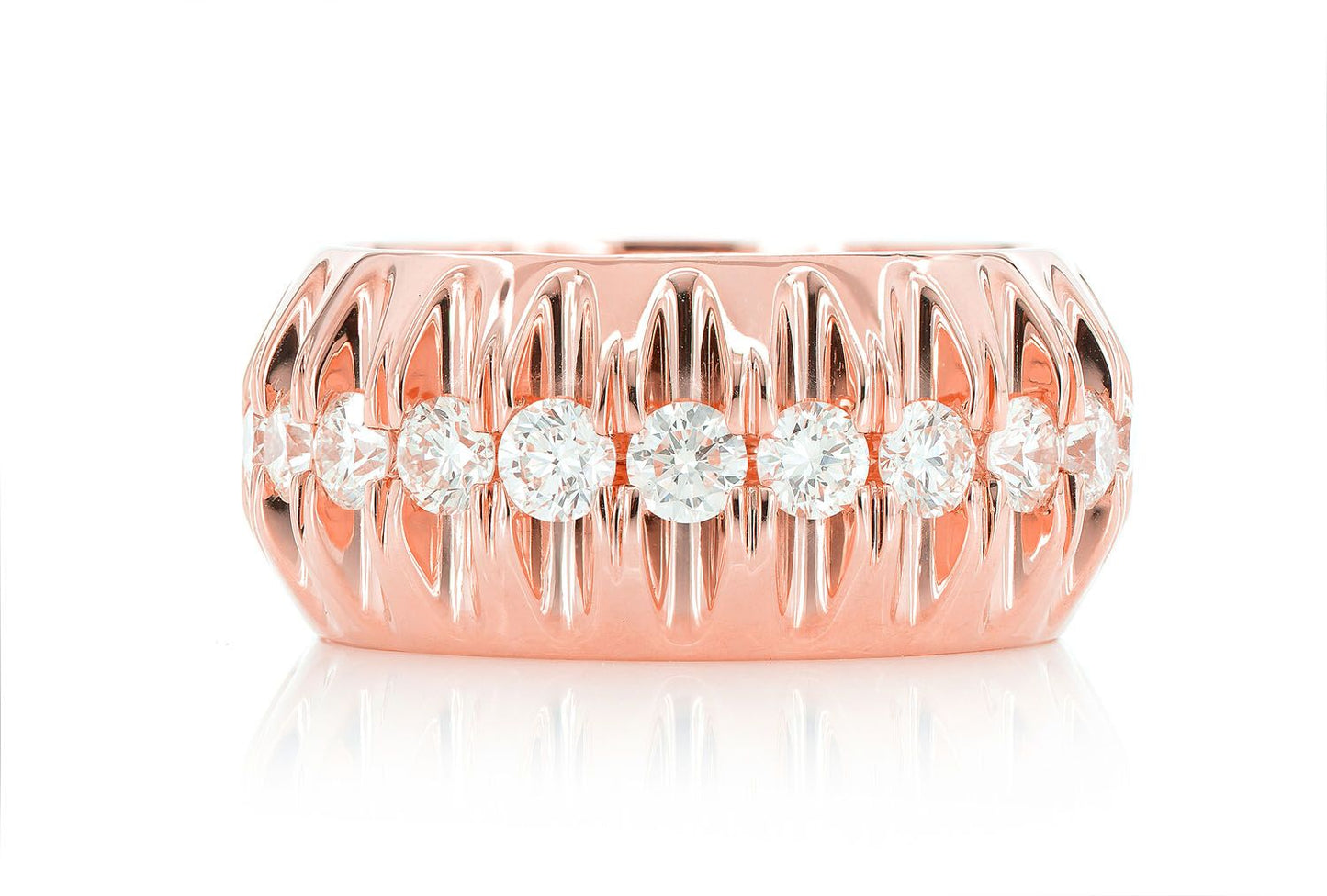 PYRAMID ROUND DIAMOND BAND 14K SOLID GOLD 1.50CTW