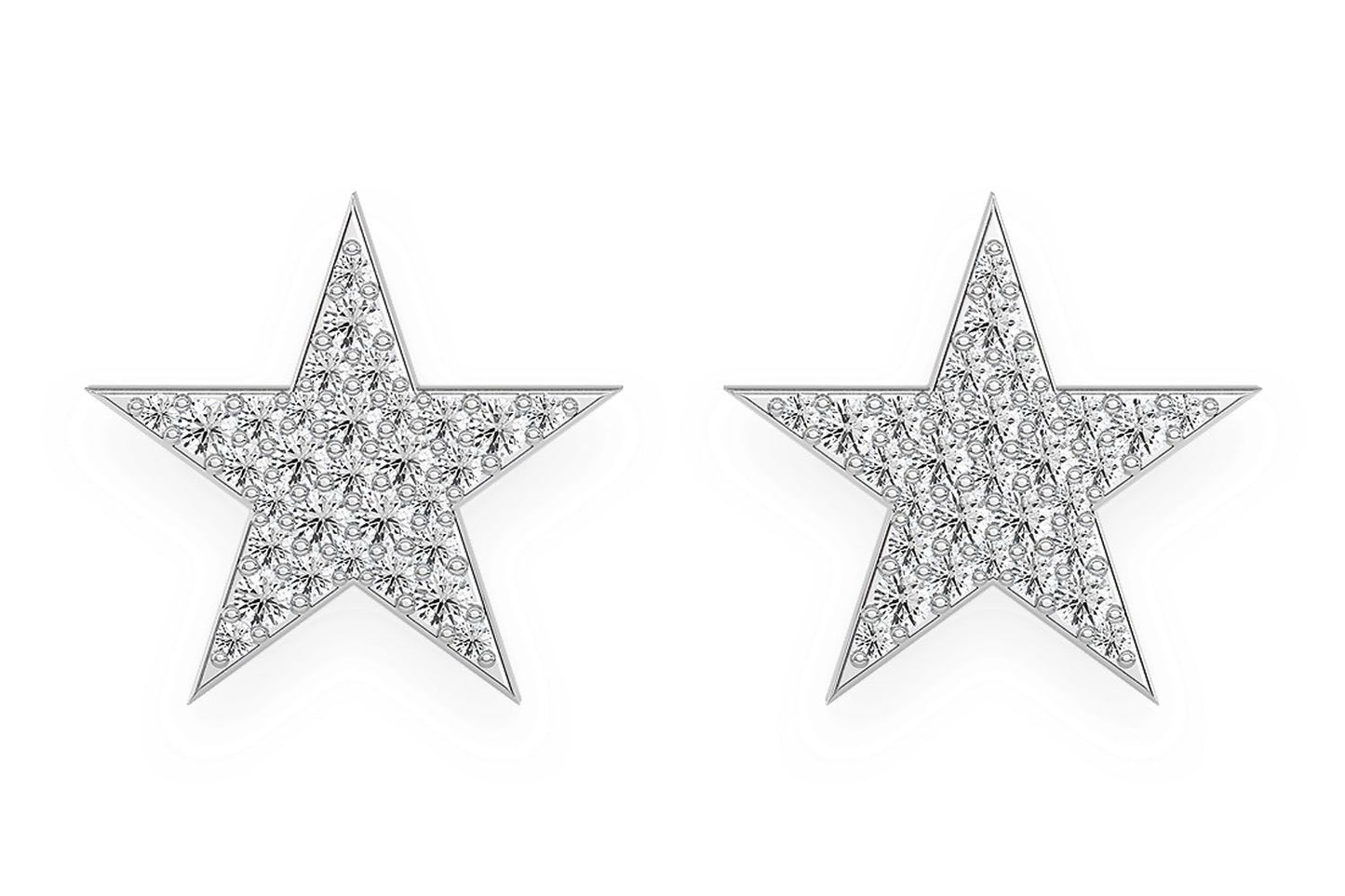 5 POINT STAR STUD DIAMOND EARRINGS 14K SOLID GOLD 0.40CTW