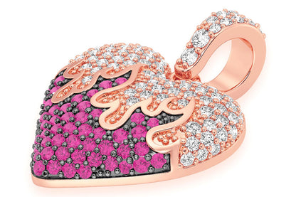 HEART ON FIRE RUBY & DIAMOND PENDANT 14K SOLID GOLD 0.75CTW