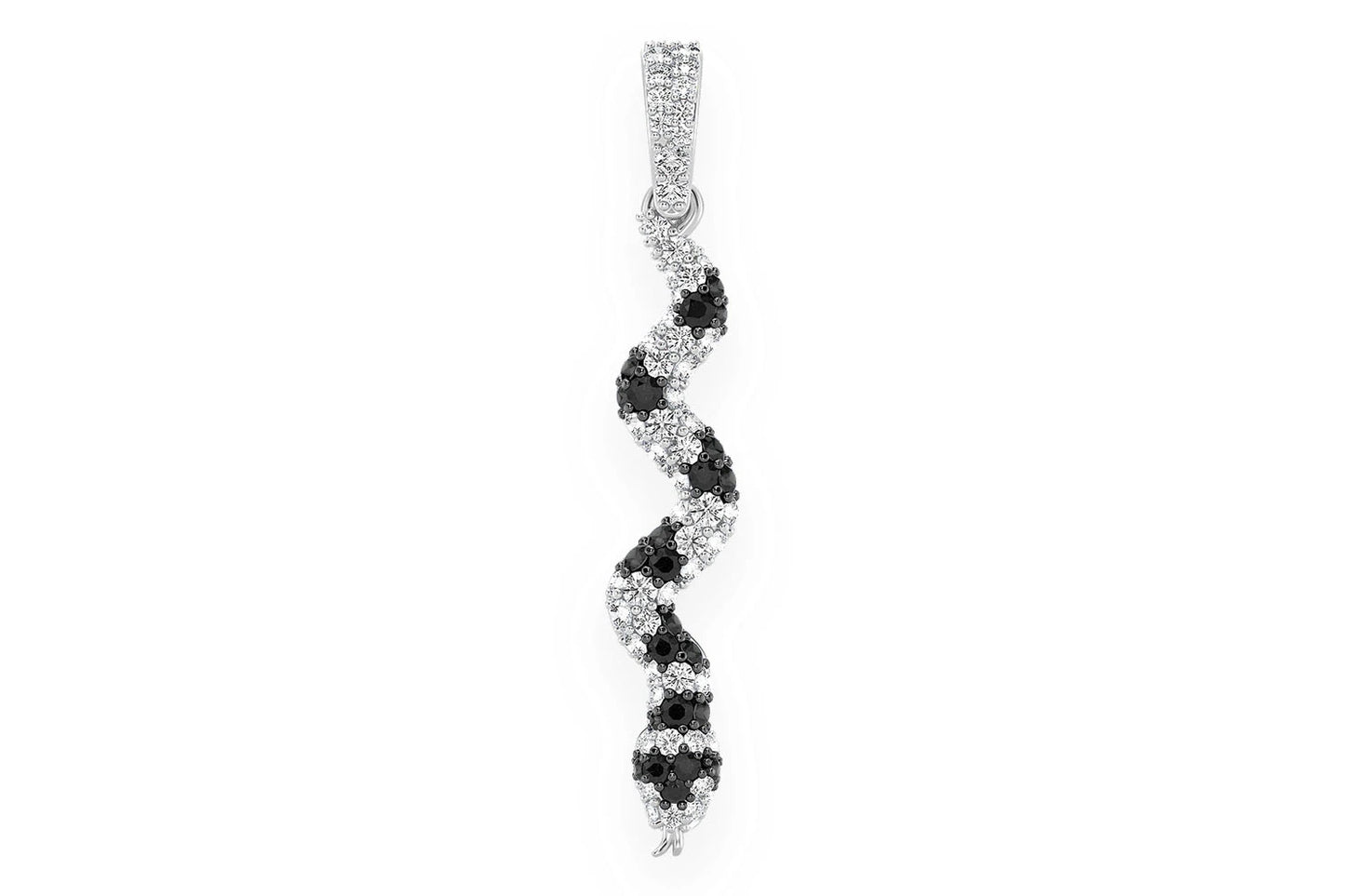 SNAKE BLACK & WHITE DIAMOND PENDANT 14K SOLID GOLD 0.60CTW