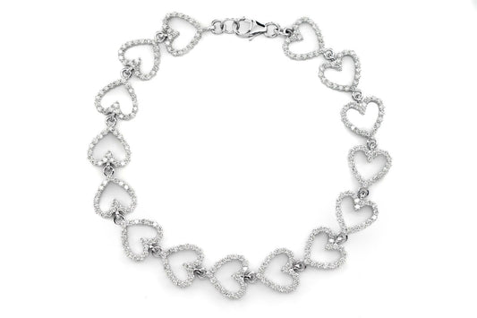 BRĂȚARĂ CU INIMĂ DESCHISĂ ȘI DIAMANTE, AUR MASIV DE 14K, 3.00CT