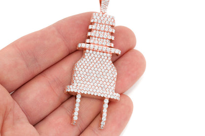 ELECTRIC PLUG DIAMOND PENDANT 14K SOLID GOLD 8.75CTW