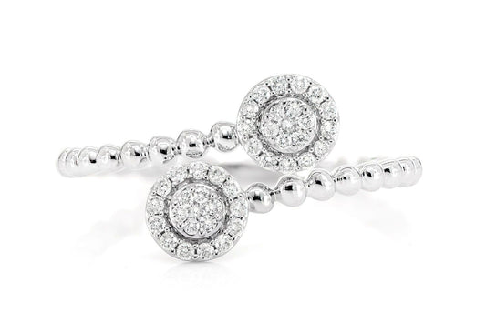 BEADED ROUND WRAP DIAMOND RING 14K SOLID GOLD 0.15CTW