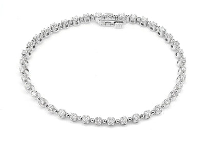 BEADED CROWN LINK DIAMOND BRACELET 14K SOLID GOLD 1.70CTW