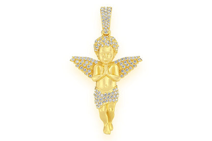 PRAYING ANGEL DIAMOND PENDANT 14K SOLID GOLD .50CTW