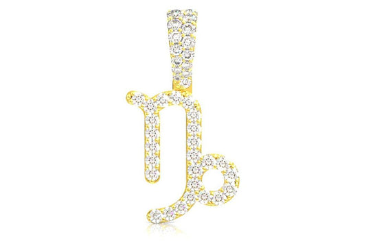 CAPRICORN ZODIAC DIAMOND PENDANT 14K SOLID GOLD 0.75CTW