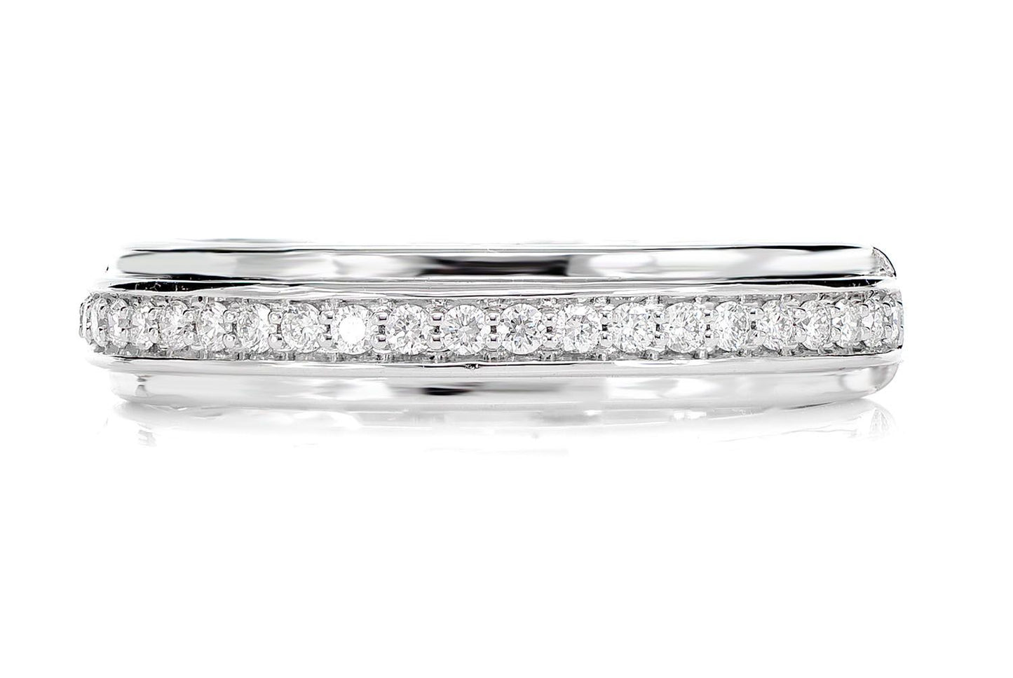 SINGLE ROW BORDER DIAMOND BAND RING 14K SOLID GOLD 0.15CTW