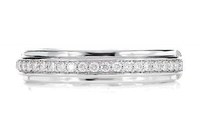 SINGLE ROW BORDER DIAMOND BAND RING 14K SOLID GOLD 0.15CTW