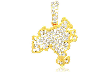 ASIA CONTINENT DIAMOND PENDANT 14K SOLID GOLD 0.33CTW