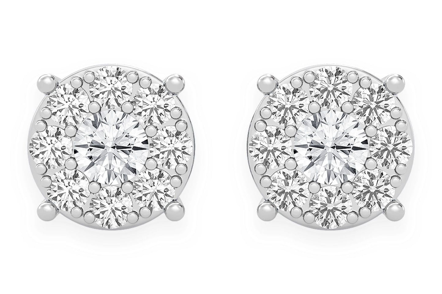 0.50CTW MOSAIC STUD DIAMOND EARRINGS 14K SOLID GOLD