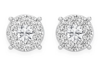 0.50CTW MOSAIC STUD DIAMOND EARRINGS 14K SOLID GOLD