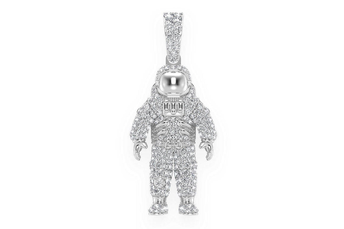 SPACE ASTRONAUT DIAMOND PENDANT 14K SOLID GOLD 1.00CTW