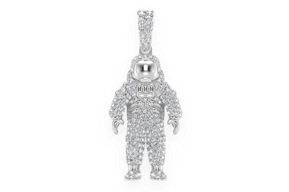 SPACE ASTRONAUT DIAMOND PENDANT 14K SOLID GOLD 1.00CTW